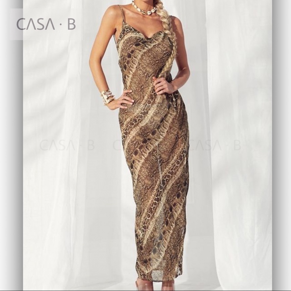 NEW💫CASA B | Snakeskin Print Sheer Chiffon Maxi - Picture 5 of 8